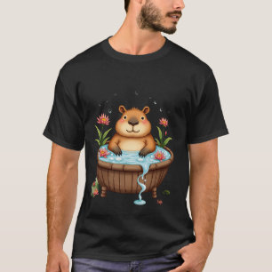Zen Capybara Hot Tub Watercolor Art Home Decor T-Shirt