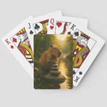 Zen Capybara with Balance Stones Playing Cards