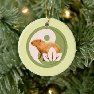 Zen Capybara Yin Yang Ceramic Tree Decoration