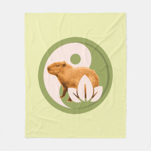 Zen Capybara Yin Yang Fleece Blanket