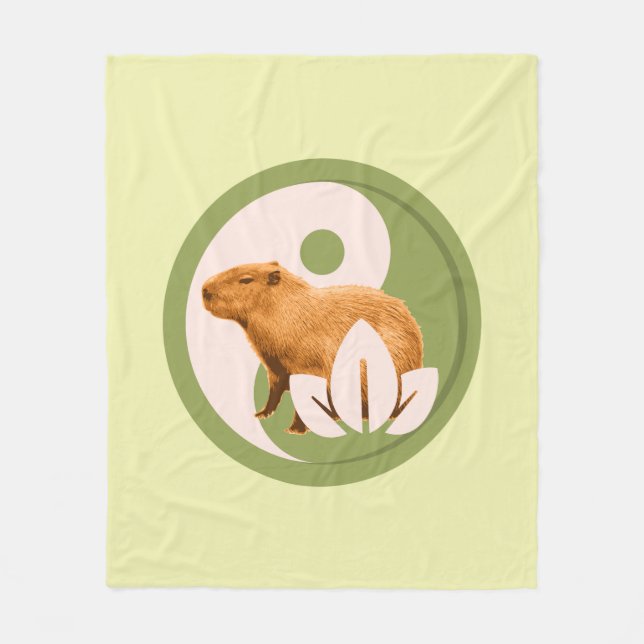 Zen Capybara Yin Yang Fleece Blanket (Front)