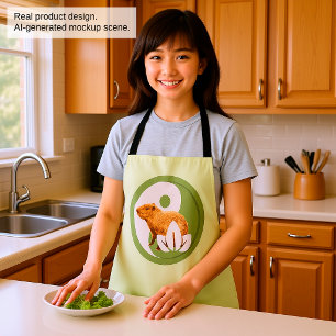 Zen Capybara Yin Yang Peaceful Nature Apron
