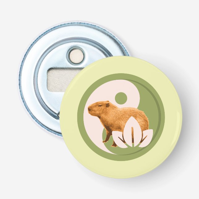 Zen Capybara Yin Yang Peaceful Nature Art Bottle Opener (Front)
