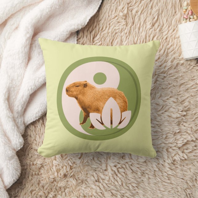 Zen Capybara Yin Yang Peaceful Nature Cushion (Blanket)