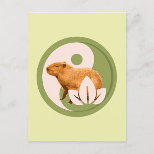 Zen Capybara Yin Yang Peaceful Nature Holiday Postcard