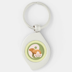 Zen Capybara Yin Yang Peaceful Nature Key Ring