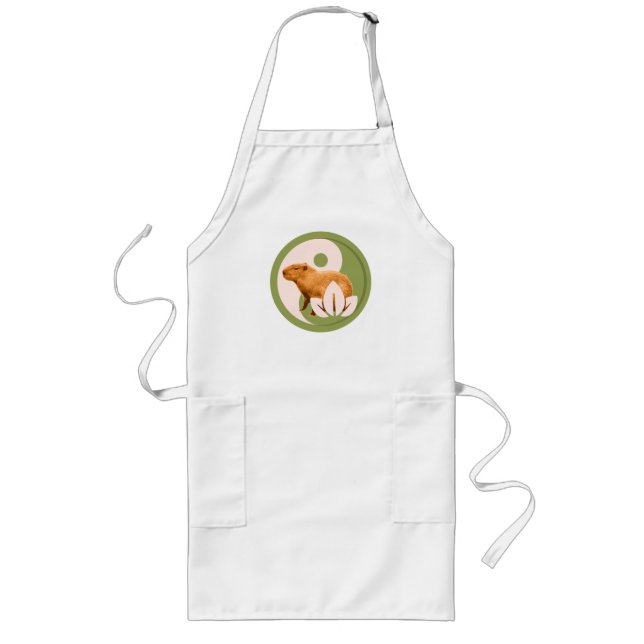 Zen Capybara Yin Yang Peaceful Nature Long Apron (Front)