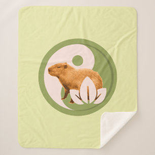 Zen Capybara Yin Yang Peaceful Nature Sherpa Blanket