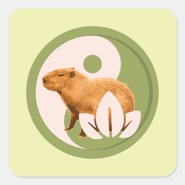 Zen Capybara Yin Yang Peaceful Nature Square Sticker (Front)