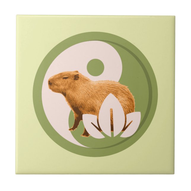 Zen Capybara Yin Yang Peaceful Nature Tile (Front)