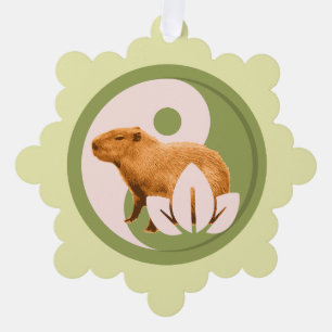 Zen Capybara Yin Yang Peaceful Nature Tree Decoration Card
