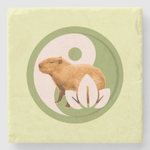Zen Capybara Yin Yang Stone Coaster