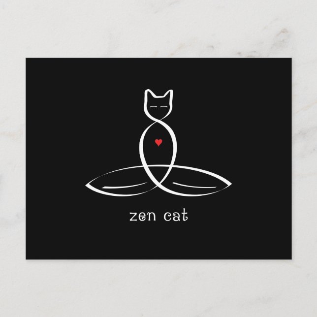 Zen Cat - Fancy style text. Postcard (Front)