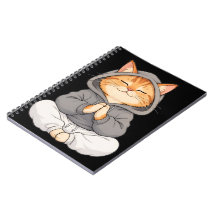 Zen Cat in Hoodie – Cute Meditating Cartoon Cat