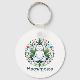 Zen Cat Meditation Meowmaste Key Ring