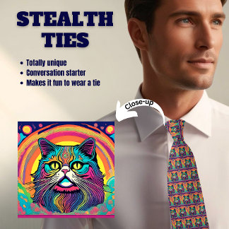 Zen Cat Stealth Novelty Tie