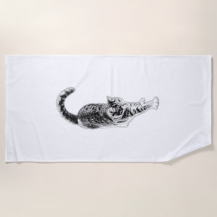 Zen Cat Vibes Beach Towel