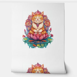 Zen Cat Vibes – Meditating Kitty Psychedelic Wallpaper