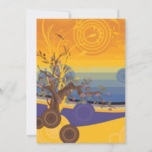 Zen Cherry Blossom Tree Abstract Sunset Art Invitation