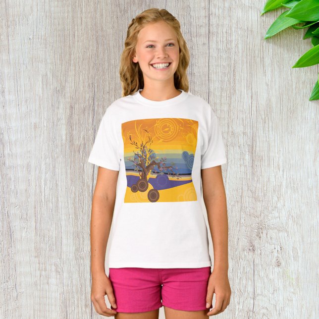 Zen Cherry Blossom Tree Abstract Sunset Art T-Shirt (Creator Uploaded)