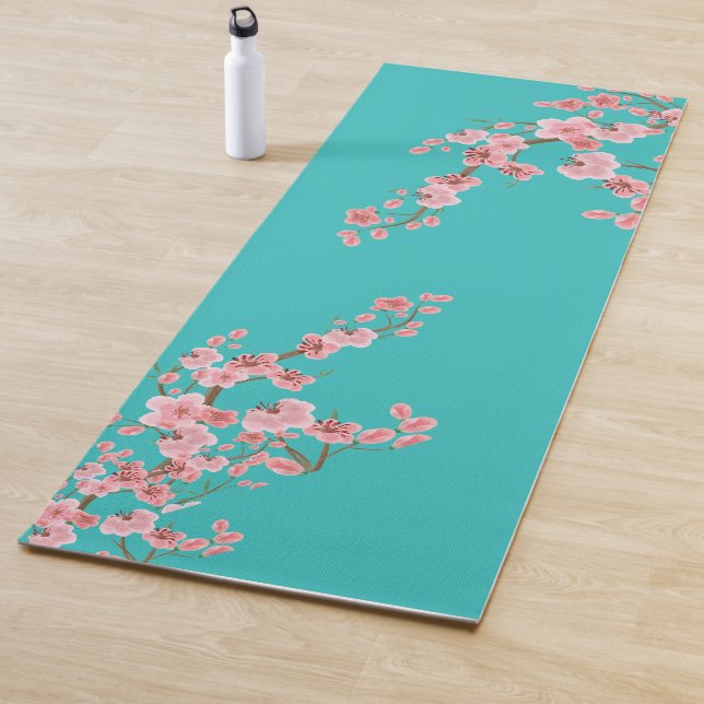 Zen Cherry Blossom Watercolor Yoga Mat (In Situ)