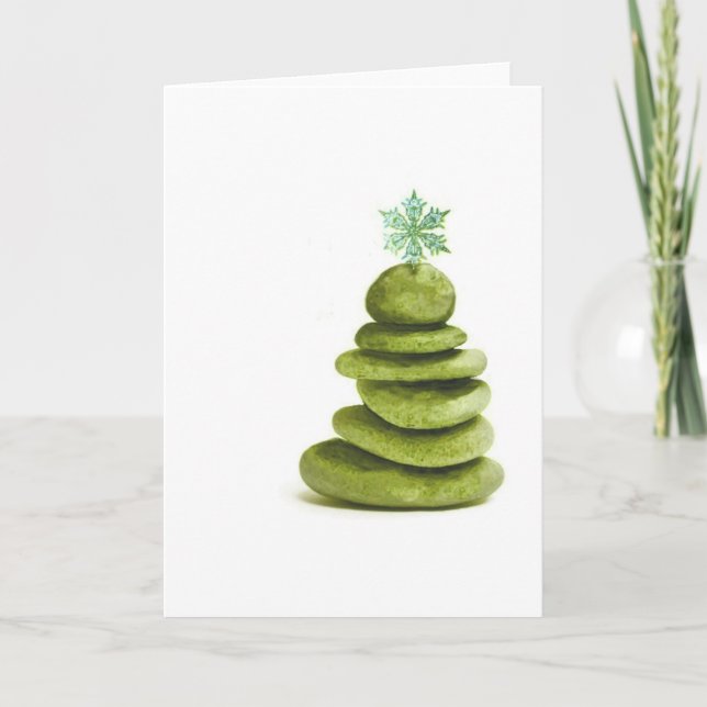 Zen Christmas Tree Holiday Card (Front)