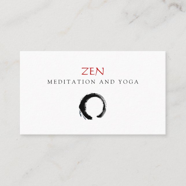 Zen Circle Enso Yoga and Meditation Buddhist 3 Business Card (Front)