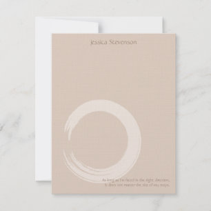 Zen Circle Flat Note Card (tan)