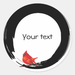 Zen Circle with Christmas Cardinal Classic Round Sticker