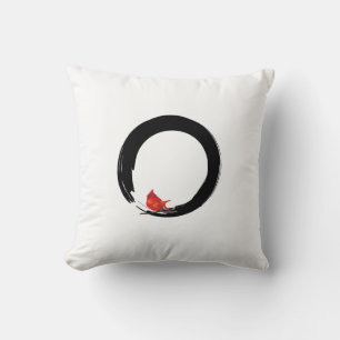 Zen Circle with Christmas Cardinal Cushion