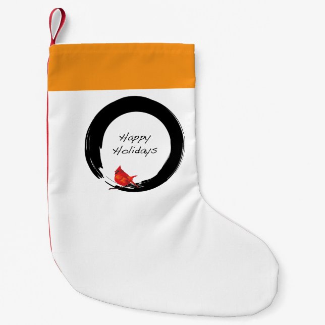 Zen Circle with Christmas Cardinal Small Christmas Stocking (Front)