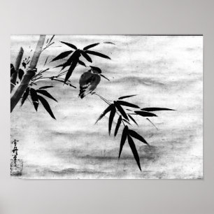 Zen Classics - Sesshu - Bird and Bamboo Poster