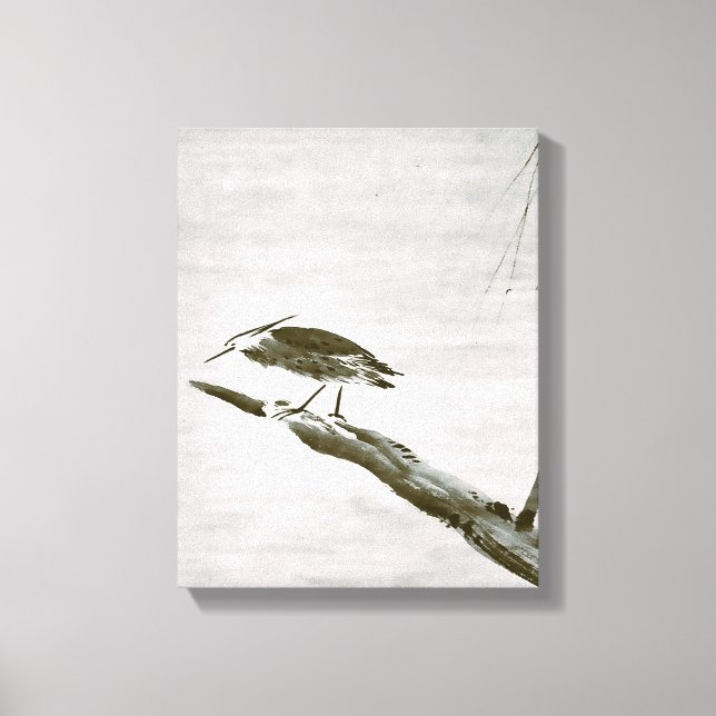 Zen Classics - Sesshu - Heron and Willow Canvas Print (Front)