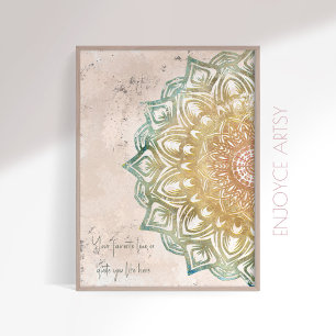 Zen colourful and gold mindful spiritual wall art