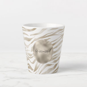 Zen Cream White Cocoa Brown Zebra Print Latte Mug