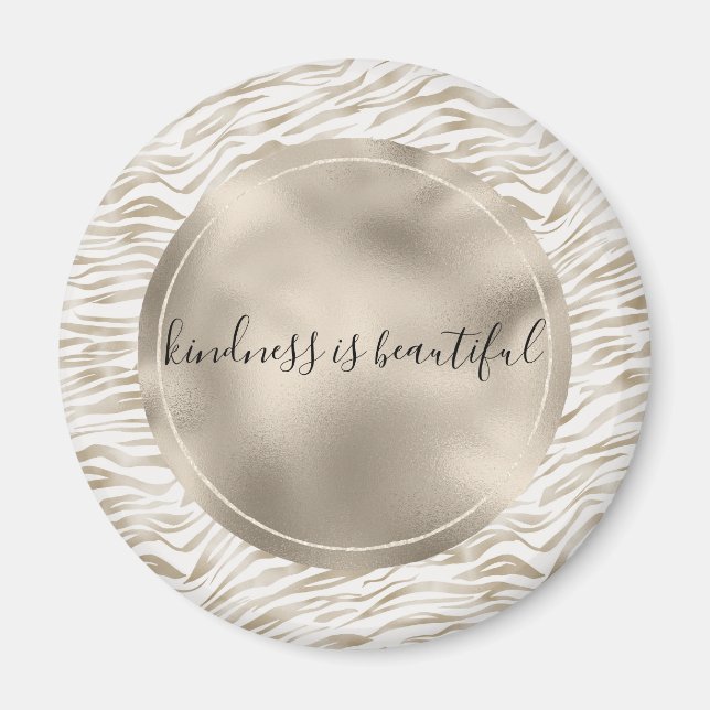 Zen Cream White Cocoa Brown Zebra Print Magnet (Front)