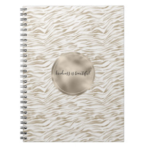 Zen Cream White Cocoa Brown Zebra Print Notebook