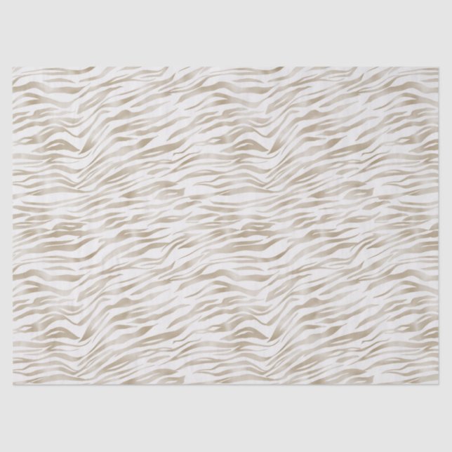 Zen Cream White Cocoa Brown Zebra Print Tissue Paper (Front)