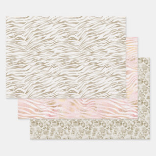 Zen Cream White Cocoa Brown Zebra Print Wrapping Paper Sheet