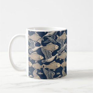 Zen Cup: Optical Illusion Art of Birds and Fish Coffee Mug