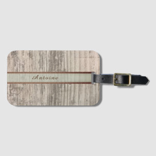 Zen Custom Name Wood Grain Stripes Luggage Tag