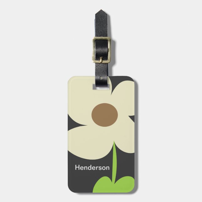 Zen Daisy Personalised Luggage Tag (Front Vertical)