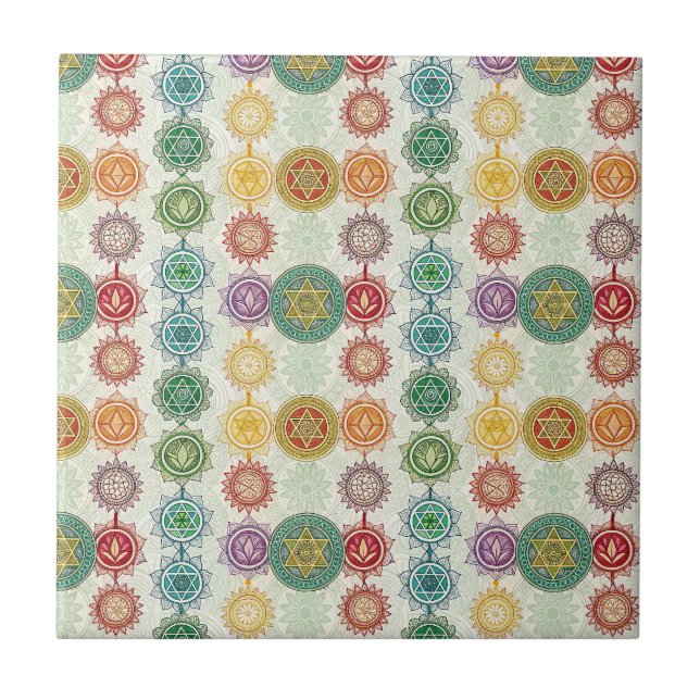 Zen Energy Symbol Mandala Design Pattern Art Tile (Front)