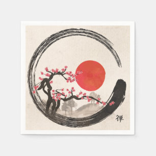 Zen Enso Circle and Sakura Tree Napkin