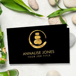 Zen Enso Circle and Zen stones - Golden Texture Business Card