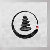 Zen Enso Circle and Zen stones - Watercolor
