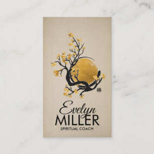 Zen Enso Circle, Golden Sun and Sakura Blossom Business Card