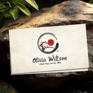 Zen Enso Circle Sakura Tree sun Business Card