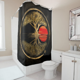 Zen Enso Golden Sunset Shower Curtain