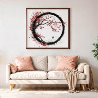 Zen Enso & Sakura - Minimalist Balance Wall Art